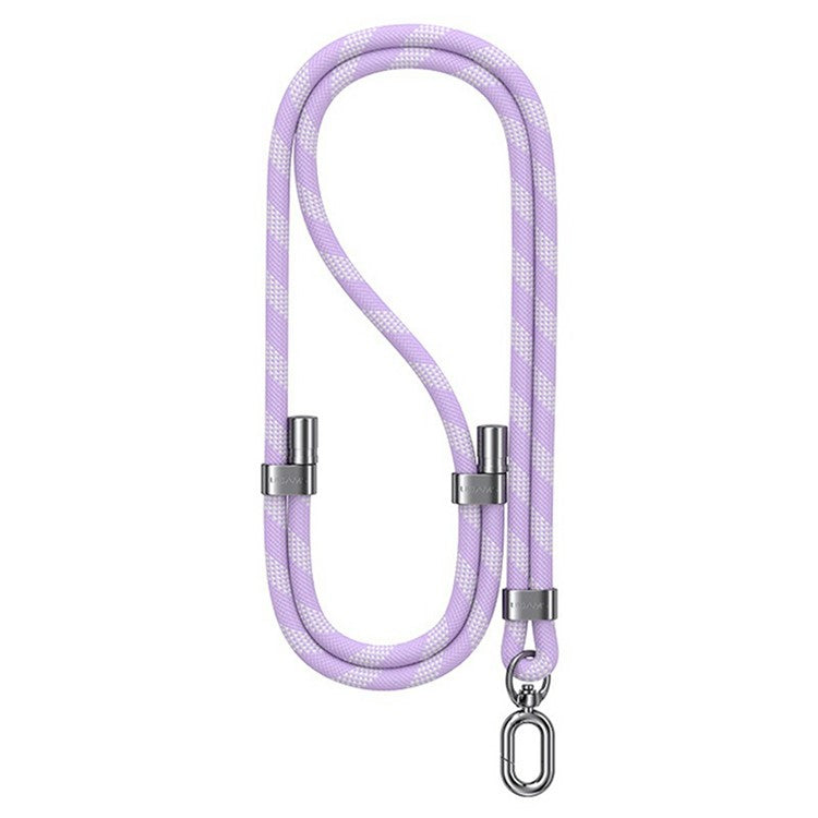 USAMS ZB316 Phone Lanyard Crossbody Polyester Adjustable Neck Strap with Tether Tab, Total Length: 160cm - Purple