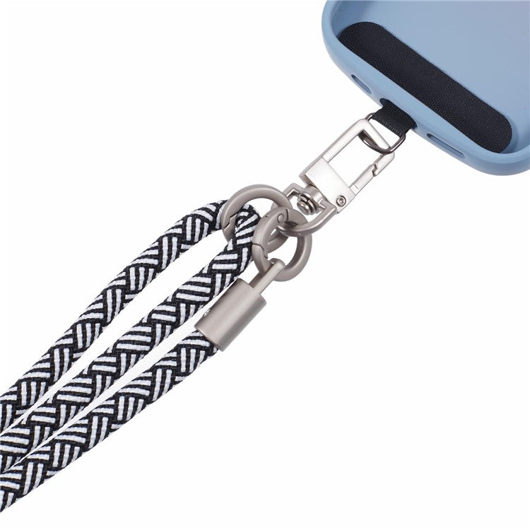 Crossbody Phone Lanyard Adjustable Silver Buckle Nylon Phone Strap with Tether Tab, Total Length: 140cm - Style B