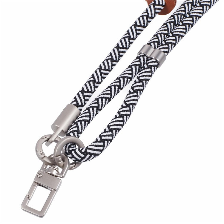 Crossbody Phone Lanyard Adjustable Silver Buckle Nylon Phone Strap with Tether Tab, Total Length: 140cm - Style B