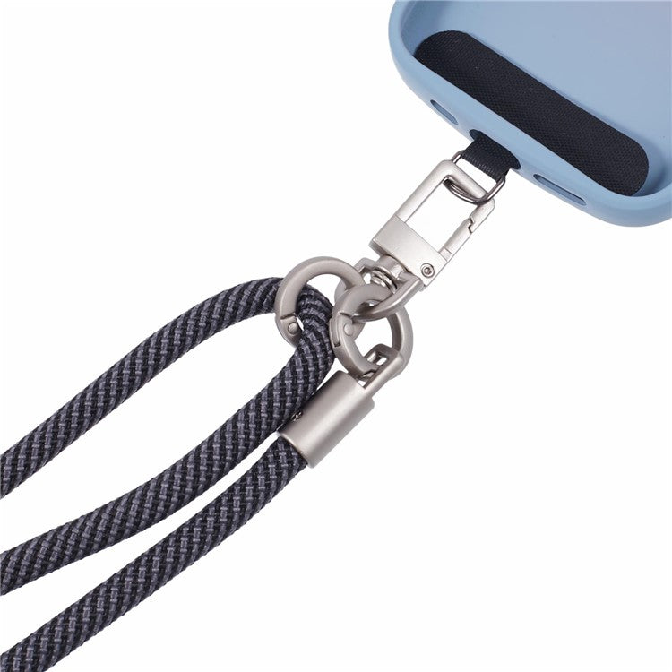 Crossbody Phone Lanyard Adjustable Silver Buckle Nylon Phone Strap with Tether Tab, Total Length: 140cm - Style C