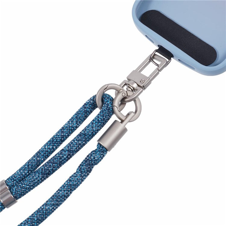 Crossbody Phone Lanyard Adjustable Silver Buckle Nylon Phone Strap with Tether Tab, Total Length: 140cm - Style D