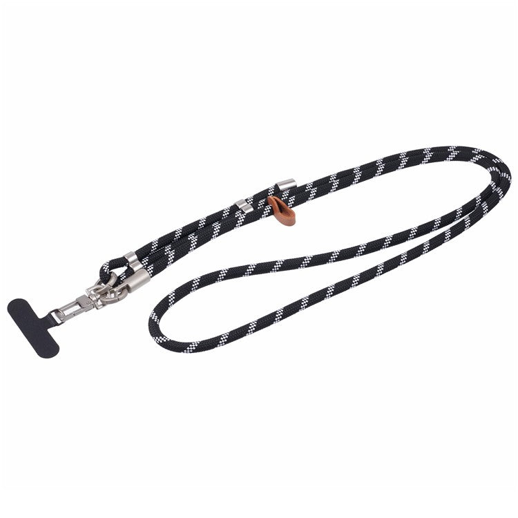 Crossbody Phone Lanyard Adjustable Silver Buckle Nylon Phone Strap with Tether Tab, Total Length: 140cm - Style F