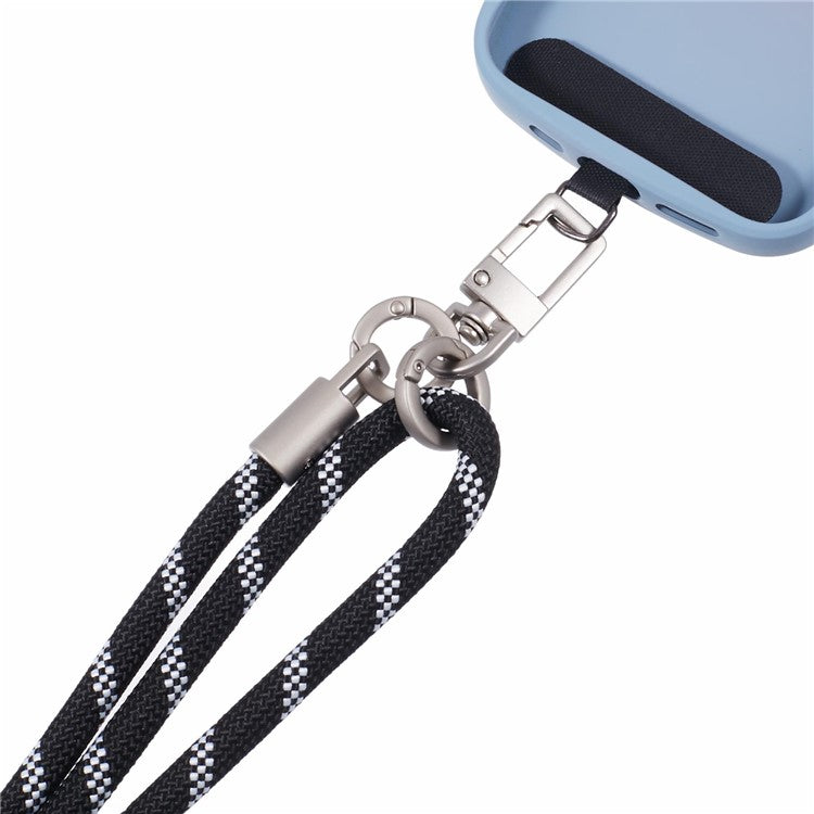 Crossbody Phone Lanyard Adjustable Silver Buckle Nylon Phone Strap with Tether Tab, Total Length: 140cm - Style F