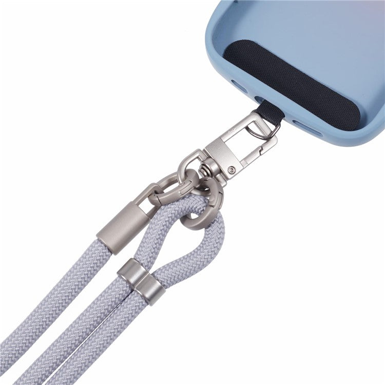 Crossbody Phone Lanyard Adjustable Silver Buckle Nylon Phone Strap with Tether Tab, Total Length: 140cm - Style H