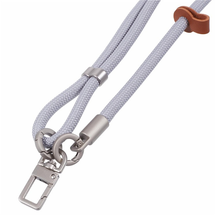 Crossbody Phone Lanyard Adjustable Silver Buckle Nylon Phone Strap with Tether Tab, Total Length: 140cm - Style H