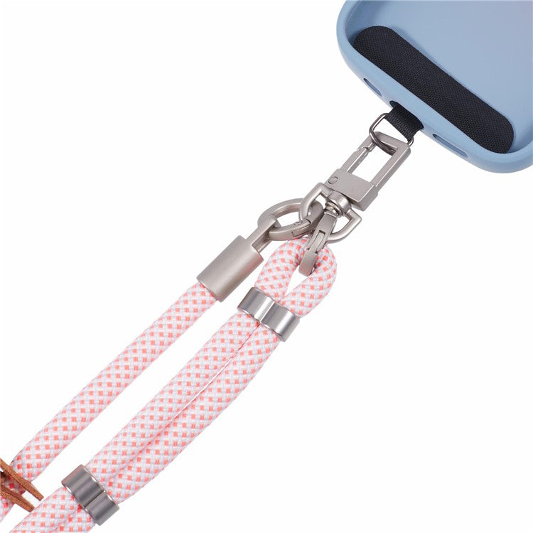 Crossbody Phone Lanyard Adjustable Silver Buckle Nylon Phone Strap with Tether Tab, Total Length: 140cm - Style I