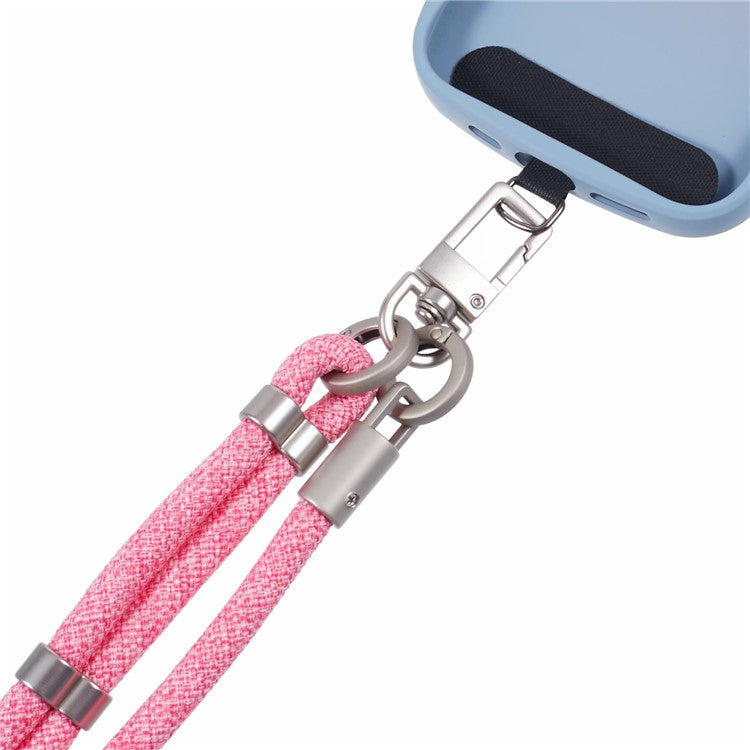 Crossbody Phone Lanyard Adjustable Silver Buckle Nylon Phone Strap with Tether Tab, Total Length: 140cm - Style J