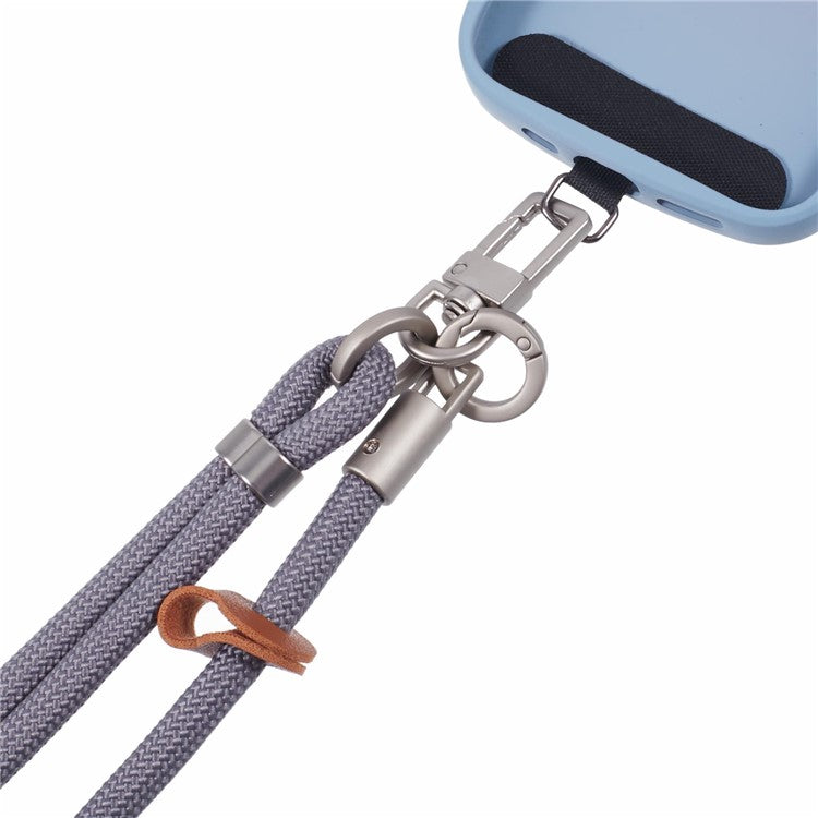 Crossbody Phone Lanyard Adjustable Silver Buckle Nylon Phone Strap with Tether Tab, Total Length: 140cm - Style K