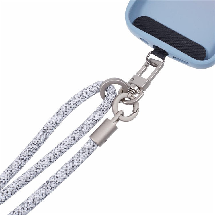 Crossbody Phone Lanyard Adjustable Silver Buckle Nylon Phone Strap with Tether Tab, Total Length: 140cm - Style L