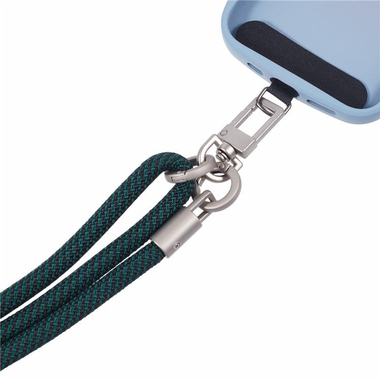 Crossbody Phone Lanyard Adjustable Silver Buckle Nylon Phone Strap with Tether Tab, Total Length: 140cm - Style N