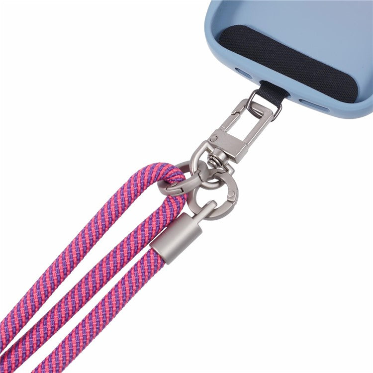 Crossbody Phone Lanyard Adjustable Silver Buckle Nylon Phone Strap with Tether Tab, Total Length: 140cm - Style P