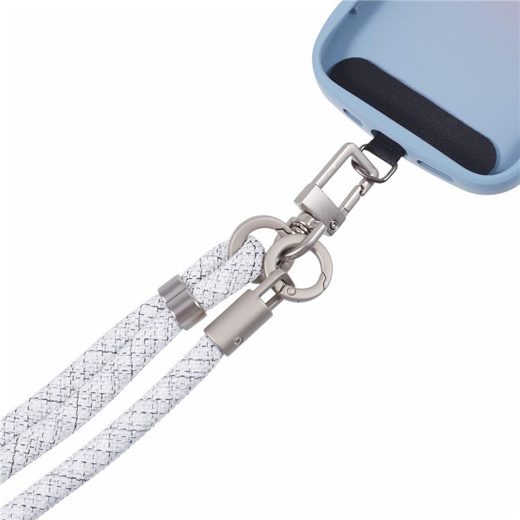 Crossbody Phone Lanyard Adjustable Silver Buckle Nylon Phone Strap with Tether Tab, Total Length: 140cm - Style Q