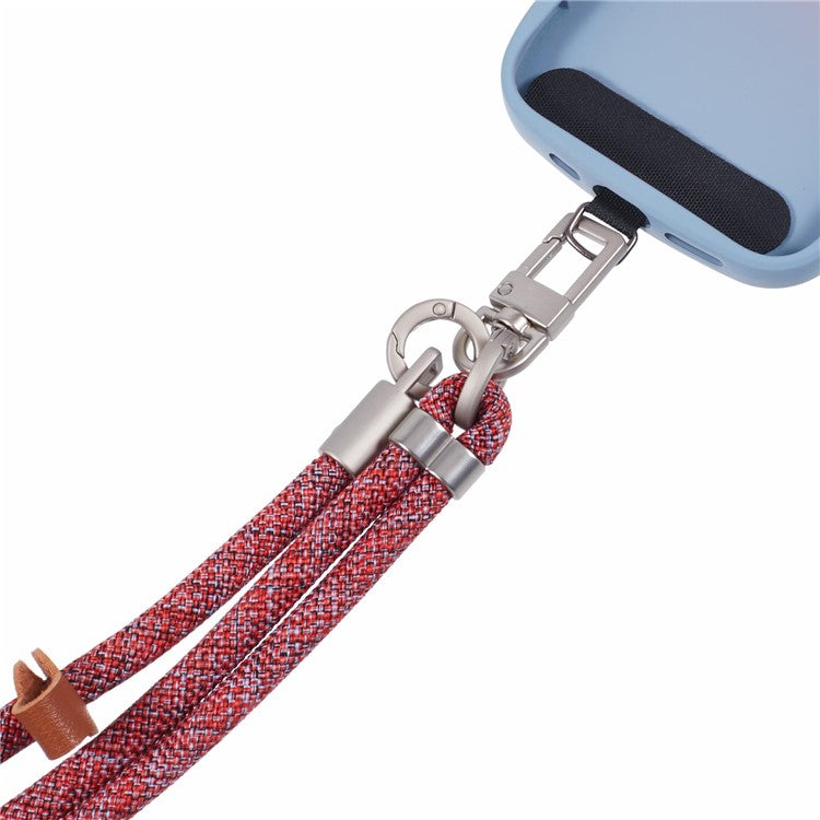 Crossbody Phone Lanyard Adjustable Silver Buckle Nylon Phone Strap with Tether Tab, Total Length: 140cm - Style R