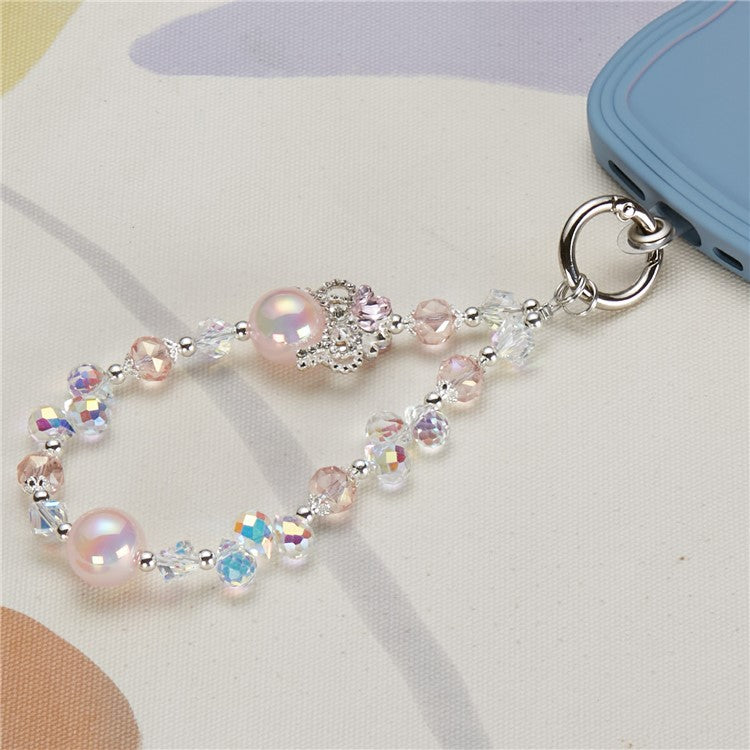 Cell Phone Charm Lanyard 26cm Crown Beads Phone Case Wrist Strap for Women Girls - Style A