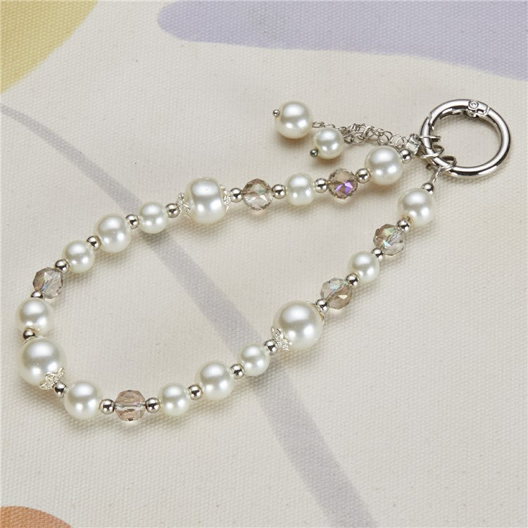 Cell Phone Charm Lanyard 26cm Alloy Beads Phone Case Wrist Strap for Women Girls