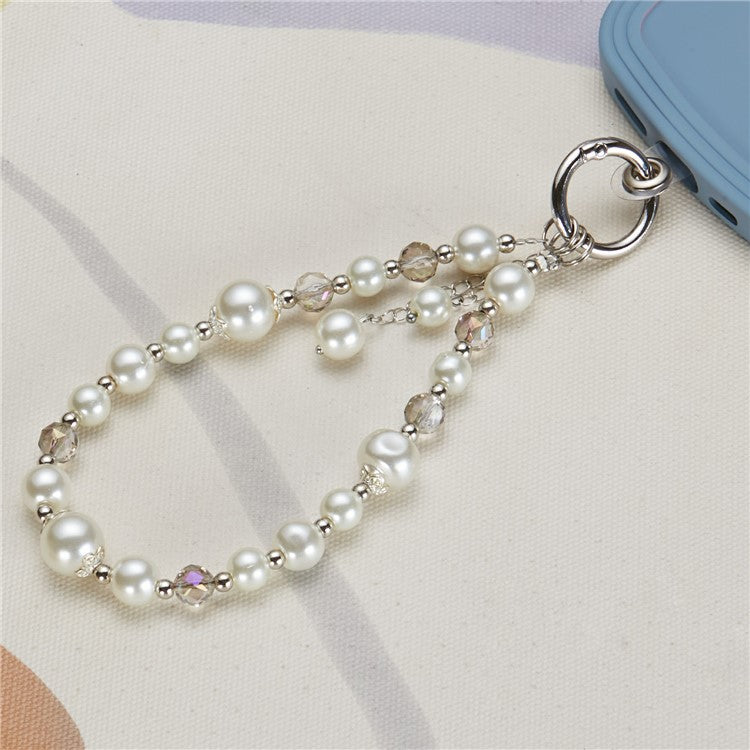 Cell Phone Charm Lanyard 26cm Alloy Beads Phone Case Wrist Strap for Women Girls