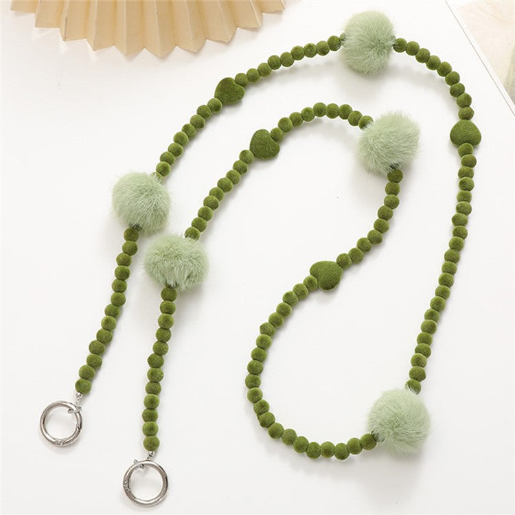 Plant Velvet Beaded Phone Lanyard Stylish Crossbody Chain for Phone Case - Green