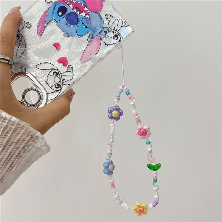 Beaded Phone Lanyard Wrist Strap Cute Flower Aesthetic Cell Phone Keychain Charm