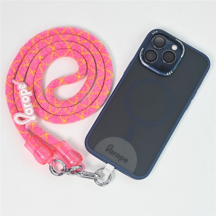 AROPE 120cm Polyester Phone Lanyard Crossbody Strap with Phone Tether Tab , Winter / Autumn Style - Rose