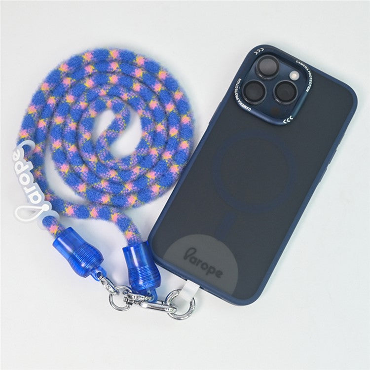 AROPE 120cm Polyester Phone Lanyard Crossbody Strap with Phone Tether Tab , Winter / Autumn Style - Blue