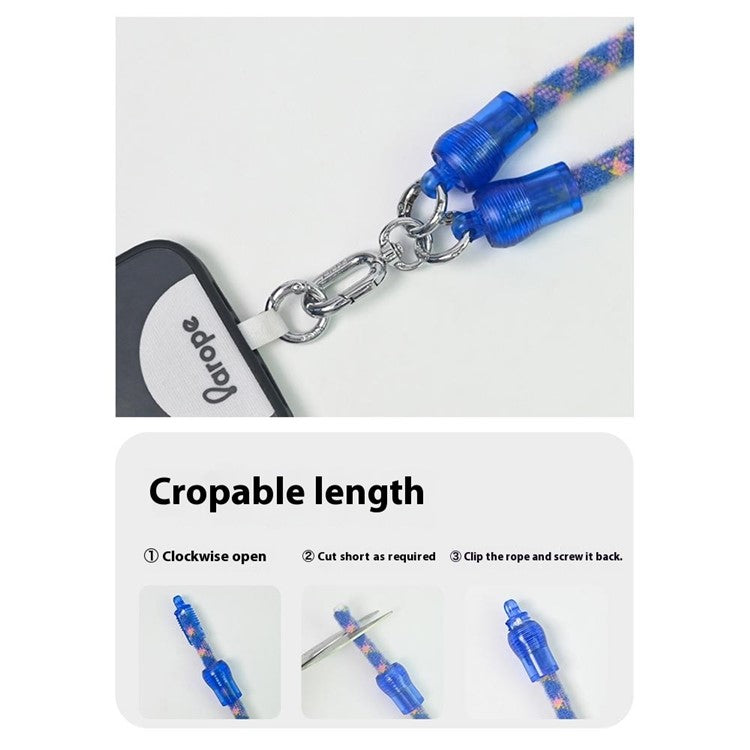 AROPE 120cm Polyester Phone Lanyard Crossbody Strap with Phone Tether Tab , Winter / Autumn Style - Blue