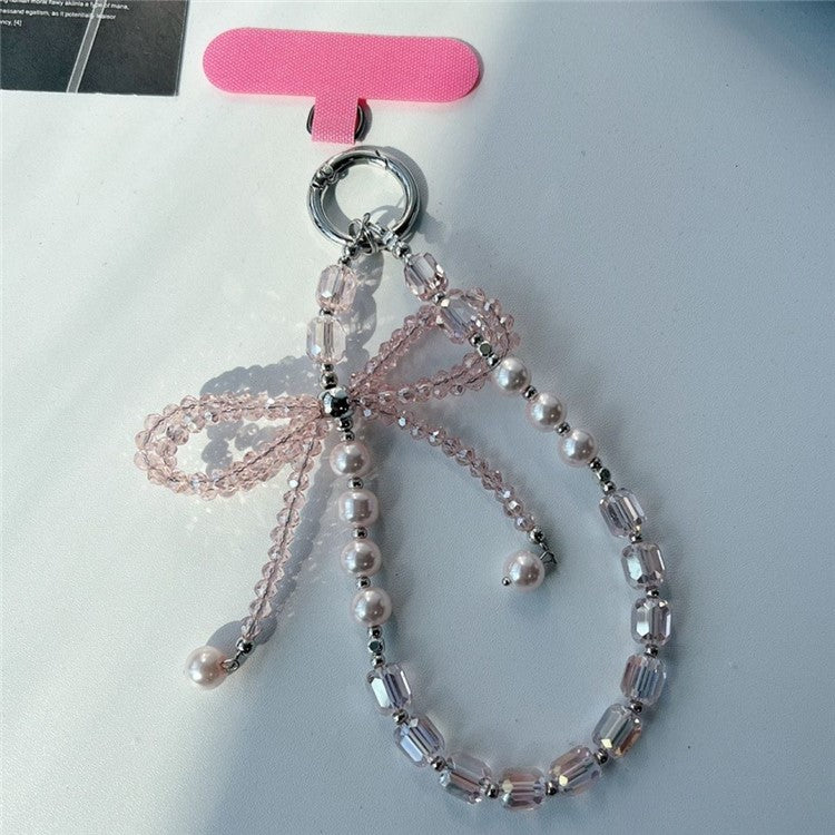 Butterfly Bow Short Beaded Phone Lanyard 26cm Length Mobile Strap Charm Accessory - Style 2