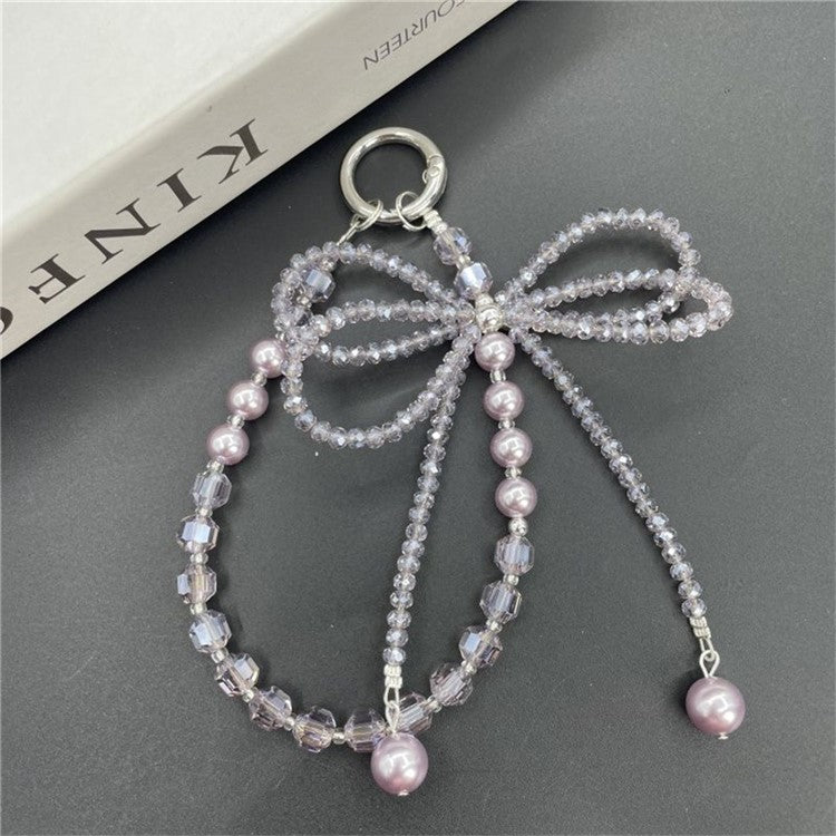 Butterfly Bow Short Beaded Phone Lanyard 26cm Length Mobile Strap Charm Accessory - Style 2