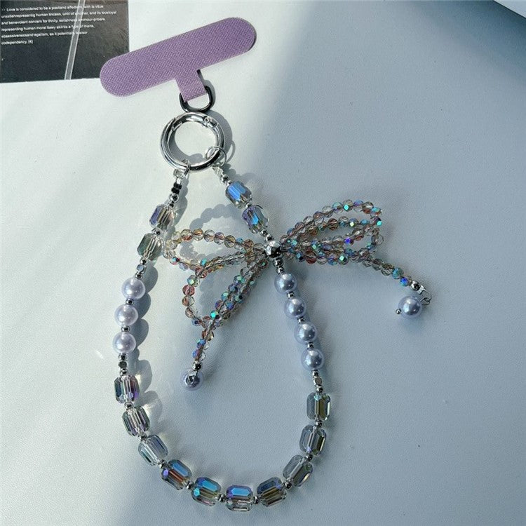 Butterfly Bow Short Beaded Phone Lanyard 26cm Length Mobile Strap Charm Accessory - Style 5