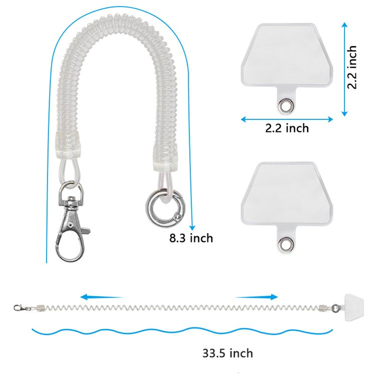 Retractable Phone Lanyard Universal Stretchy Wrist Strap with 2 Transparent Tether Patch - Transparent with 2 Transparent Tether Patch