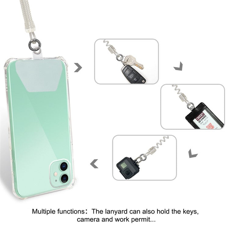 Retractable Phone Lanyard Universal Stretchy Wrist Strap with 2 Transparent Tether Patch - Transparent with 2 Transparent Tether Patch