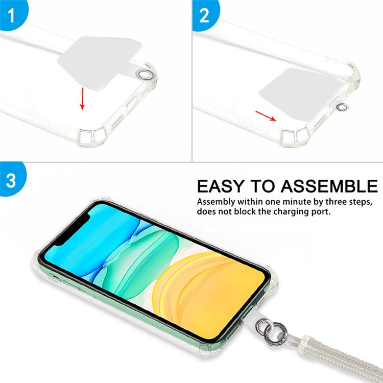 Retractable Phone Lanyard Universal Stretchy Wrist Strap with 2 Transparent Tether Patch - Transparent with 2 Transparent Tether Patch