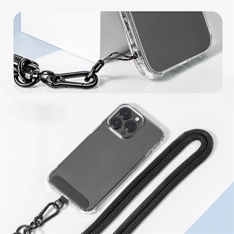 Phone Lanyard Neck / Wrist Strap Multifunctional Anti-Drop Cell Phone Rope with Detachable Metal Buckle - Pink Purple / 120cm