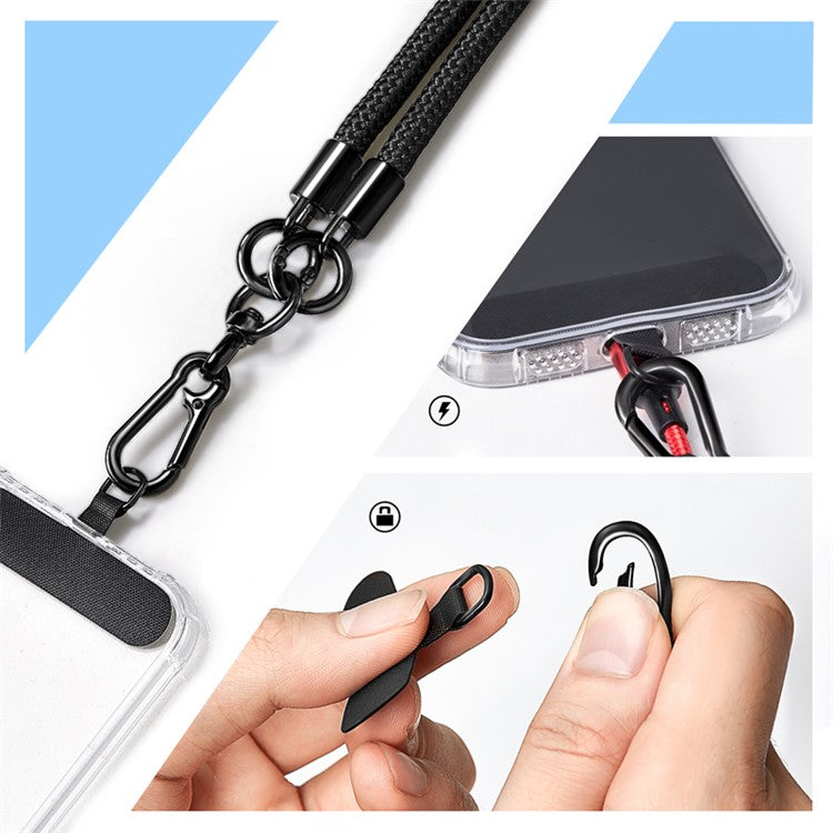 Phone Lanyard Neck  /  Wrist Strap Multifunctional Anti-Drop Cell Phone Rope with Detachable Metal Buckle - White Blue / 120cm