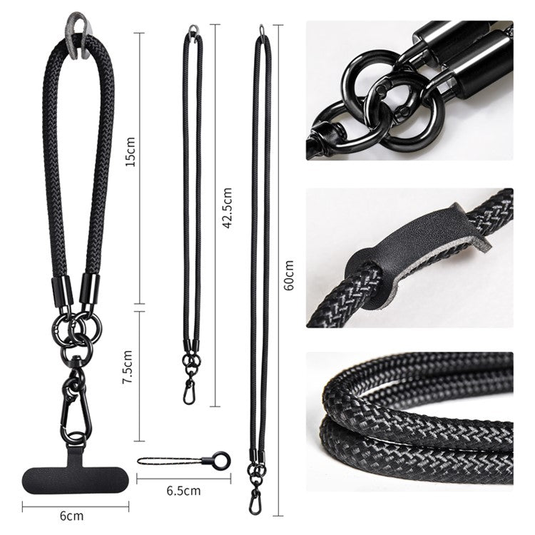 Phone Lanyard Neck  /  Wrist Strap Multifunctional Anti-Drop Cell Phone Rope with Detachable Metal Buckle - White Blue / 120cm