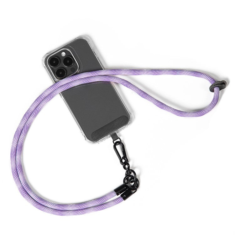 Phone Lanyard Neck  /  Wrist Strap Multifunctional Anti-Drop Cell Phone Rope with Detachable Metal Buckle - White Purple / 120cm