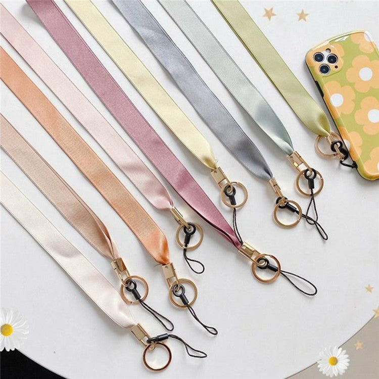 Cell Phone Lanyard Keychain Lanyard Neck Strap Nurse Lanyard for Phone Case and Keys - Silk Ribbon / Beige