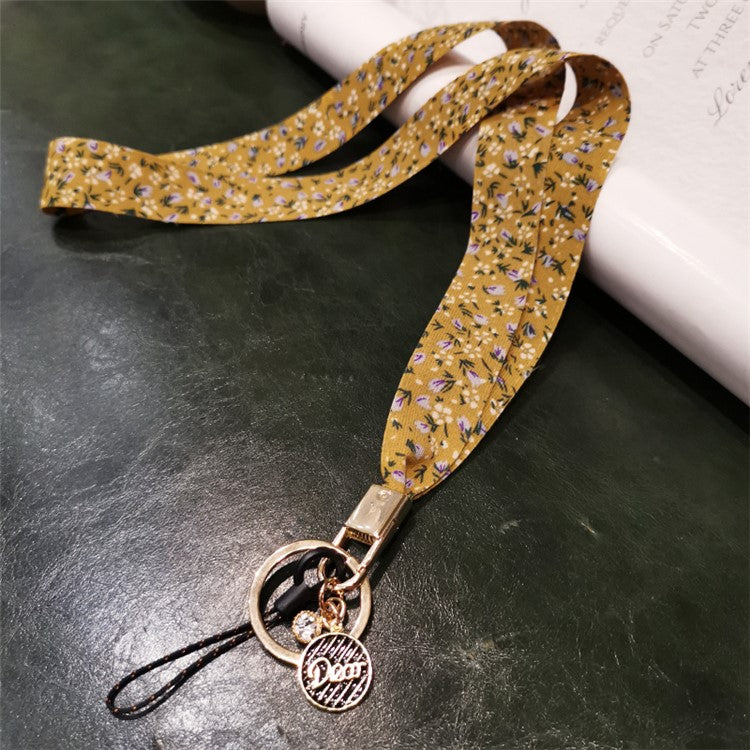 Universal Cell Phone Lanyard Floral Patterns Neck Strap Key Chain Long Lanyard Strap Keychain Holder - Ginger