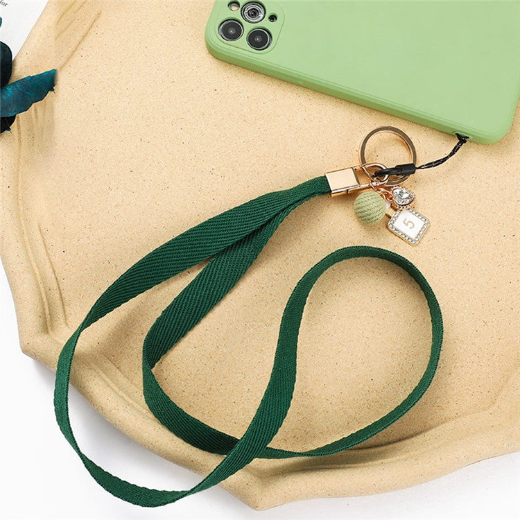 Cell Phone Lanyard Universal Neck Strap Ball Pendant Braided Chain Holder - Green