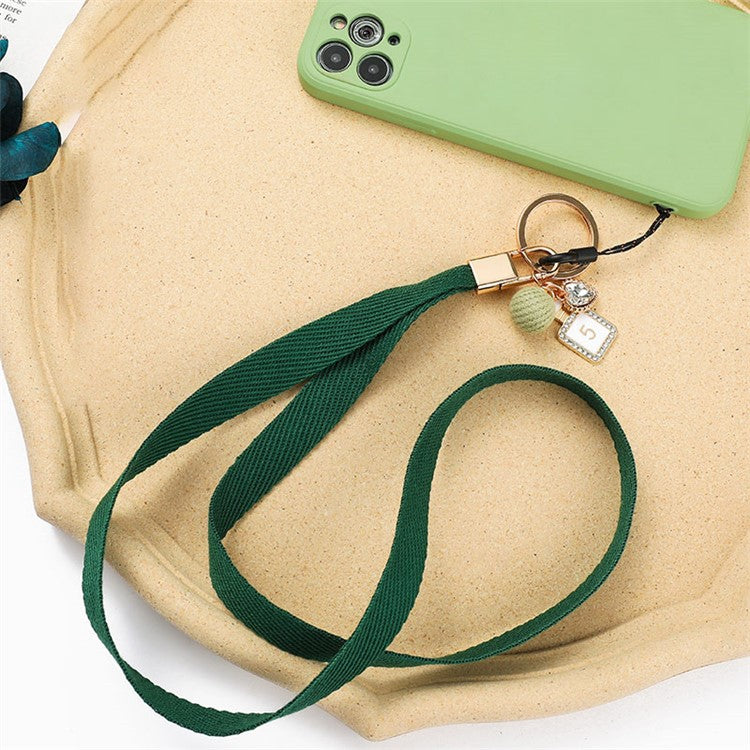 Cell Phone Lanyard Universal Neck Strap Ball Pendant Braided Chain Holder - Green