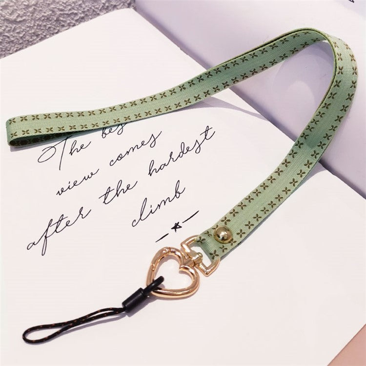 Heart Metal Buckle Cell Phone Case Hanging Neck Lanyard Name Tag Phone Neck Strap - Green