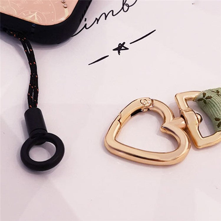 Heart Metal Buckle Cell Phone Case Hanging Neck Lanyard Name Tag Phone Neck Strap - Green