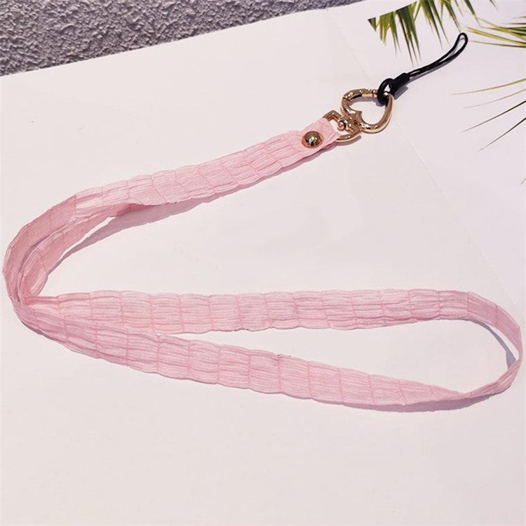 Detachable Phone Lanyard Neck Strap ID Card Holder Heart Shape Buckle Strap Rope - Pink