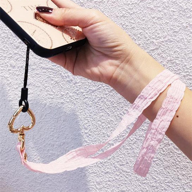 Detachable Phone Lanyard Neck Strap ID Card Holder Heart Shape Buckle Strap Rope - Pink