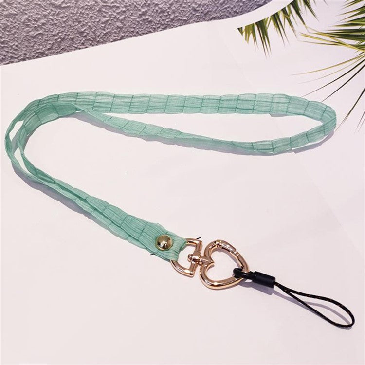 Detachable Phone Lanyard Neck Strap ID Card Holder Heart Shape Buckle Strap Rope - Light Cyan