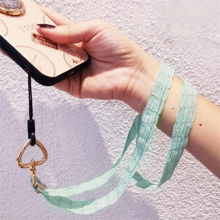 Detachable Phone Lanyard Neck Strap ID Card Holder Heart Shape Buckle Strap Rope - Light Cyan