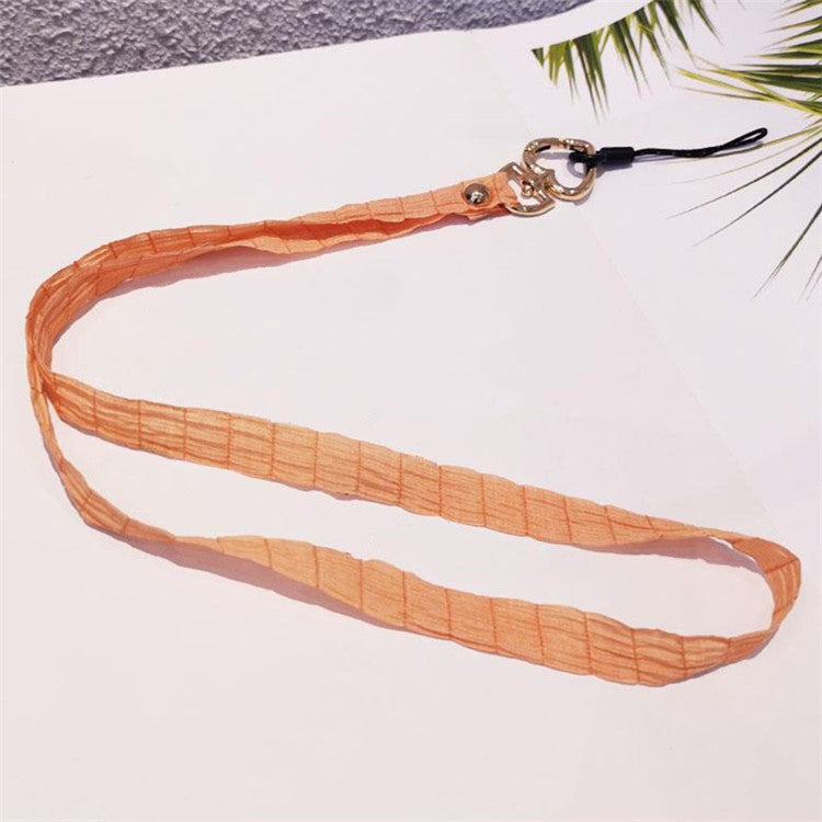 Detachable Phone Lanyard Neck Strap ID Card Holder Heart Shape Buckle Strap Rope - Light Orange