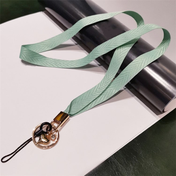 V Texture Detachable Keychain Rope Phone Neck Strap ID Card Holder Lanyard Cell Phone Strap - Mint Green