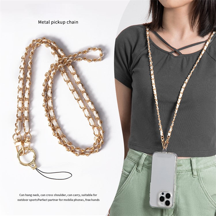 Purse Chain Strap 120cm Phone Crossbody Bag Chains Handbag Shoulder Leather Strap with Metal Buckles - Pink