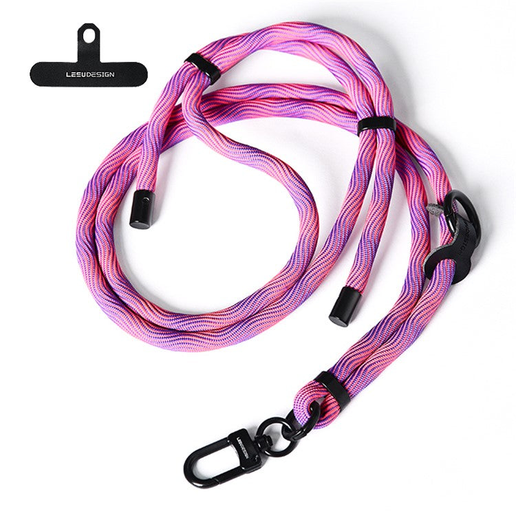 160cm Cell Phone Lanyard Crossbody Phone Neck Shoulder Strap Adjustable Polyester Rope with Patch - Thread / Pink Purple