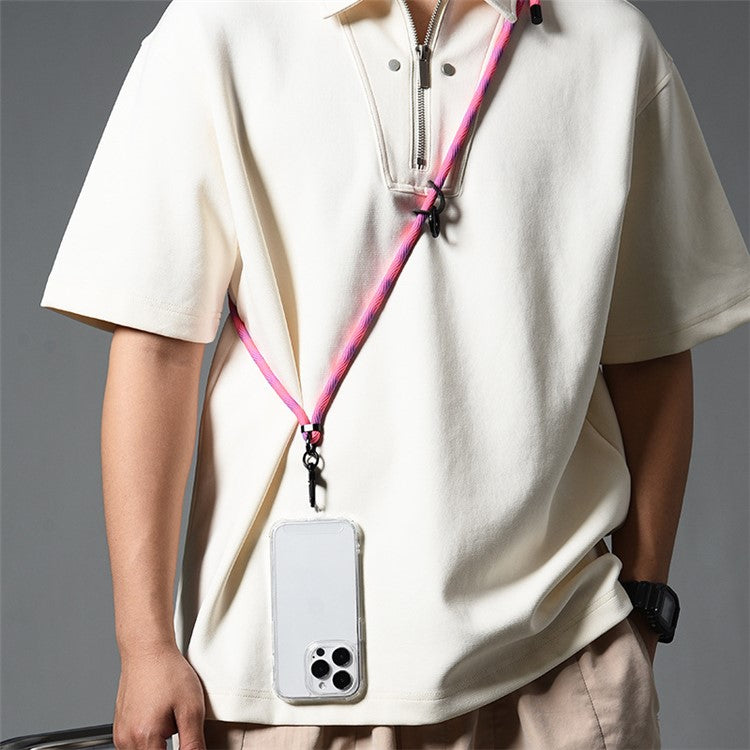 160cm Cell Phone Lanyard Crossbody Phone Neck Shoulder Strap Adjustable Polyester Rope with Patch - Thread / Pink Purple